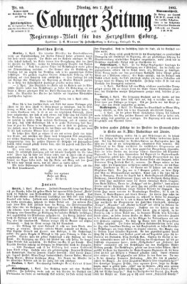 Coburger Zeitung Dienstag 7. April 1885