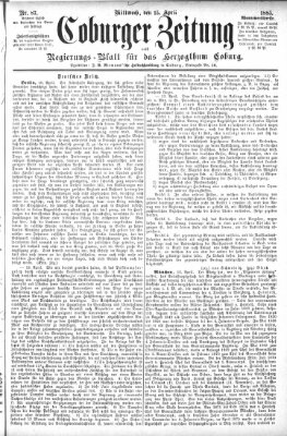 Coburger Zeitung Mittwoch 15. April 1885