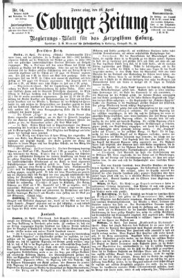 Coburger Zeitung Donnerstag 23. April 1885