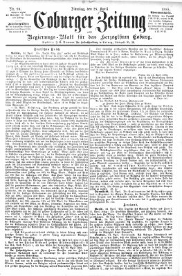 Coburger Zeitung Dienstag 28. April 1885