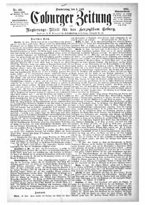 Coburger Zeitung Donnerstag 2. Juli 1885