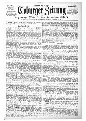 Coburger Zeitung Dienstag 14. Juli 1885