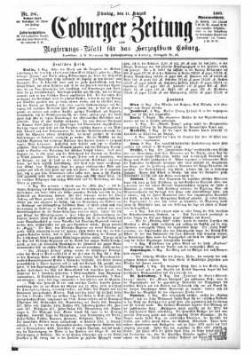 Coburger Zeitung Dienstag 11. August 1885