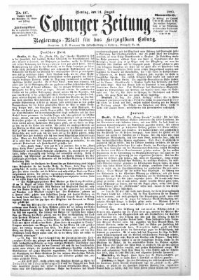 Coburger Zeitung Montag 24. August 1885