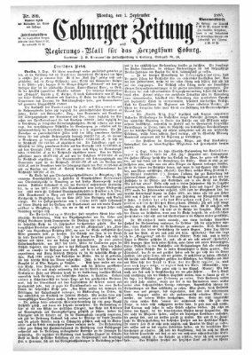 Coburger Zeitung Montag 7. September 1885