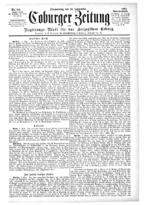 Coburger Zeitung Donnerstag 10. September 1885