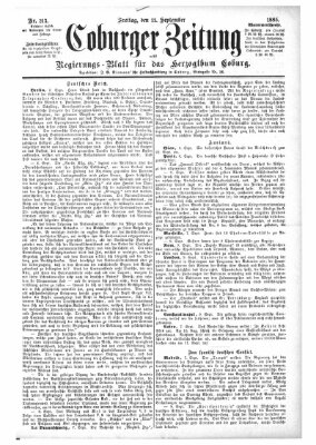 Coburger Zeitung Freitag 11. September 1885