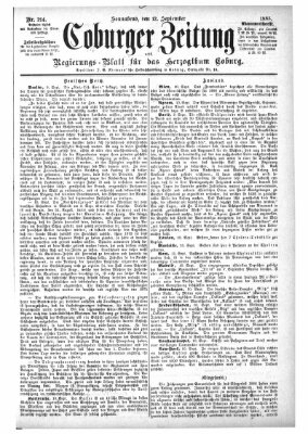 Coburger Zeitung Samstag 12. September 1885