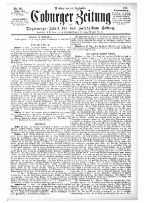 Coburger Zeitung Montag 14. September 1885