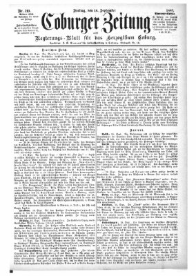 Coburger Zeitung Freitag 18. September 1885