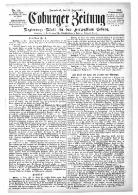 Coburger Zeitung Samstag 19. September 1885