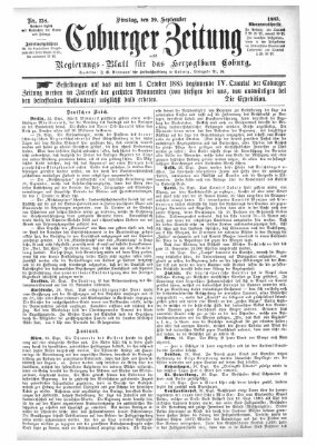 Coburger Zeitung Dienstag 29. September 1885