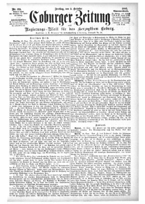 Coburger Zeitung Freitag 2. Oktober 1885