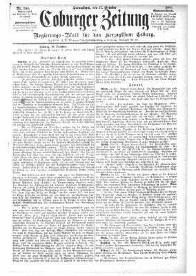 Coburger Zeitung Samstag 17. Oktober 1885