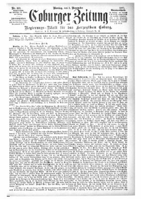 Coburger Zeitung Montag 2. November 1885