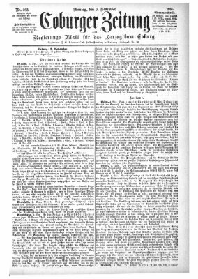 Coburger Zeitung Montag 9. November 1885