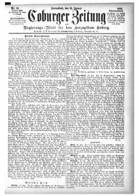 Coburger Zeitung Samstag 23. Januar 1886