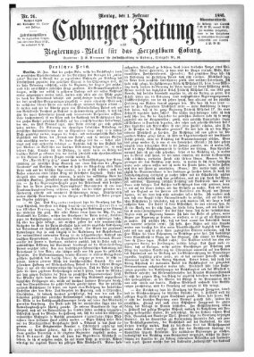 Coburger Zeitung Montag 1. Februar 1886