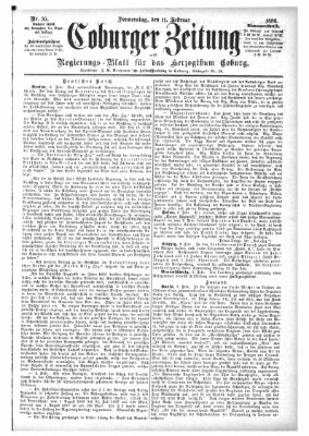 Coburger Zeitung Donnerstag 11. Februar 1886