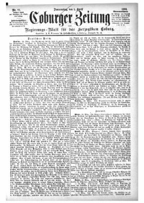 Coburger Zeitung Donnerstag 1. April 1886