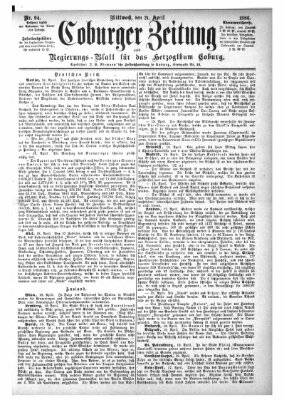 Coburger Zeitung Mittwoch 21. April 1886