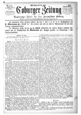 Coburger Zeitung Mittwoch 30. Juni 1886