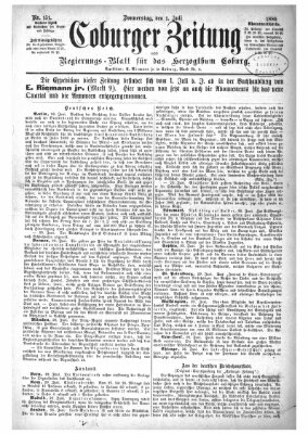 Coburger Zeitung Donnerstag 1. Juli 1886