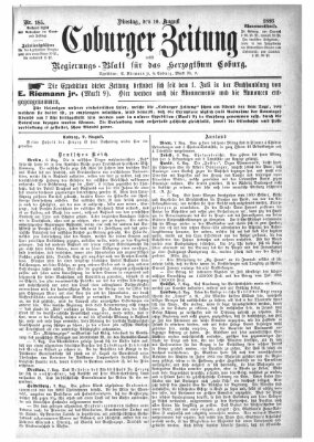 Coburger Zeitung Dienstag 10. August 1886