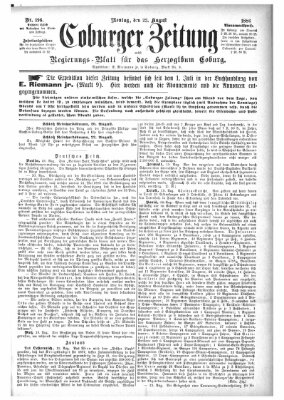 Coburger Zeitung Montag 23. August 1886