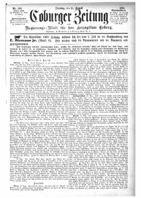 Coburger Zeitung Dienstag 31. August 1886