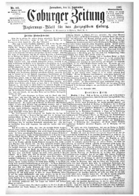 Coburger Zeitung Samstag 11. September 1886