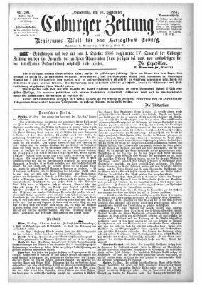 Coburger Zeitung Donnerstag 30. September 1886