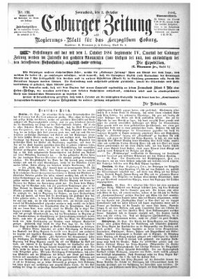 Coburger Zeitung Samstag 2. Oktober 1886