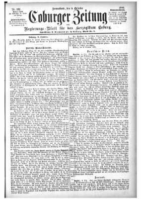 Coburger Zeitung Samstag 9. Oktober 1886