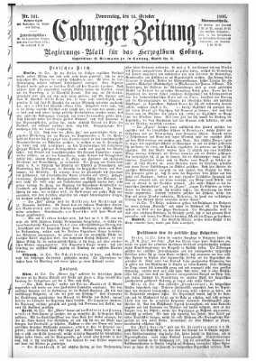 Coburger Zeitung Donnerstag 14. Oktober 1886