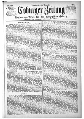 Coburger Zeitung Dienstag 16. November 1886