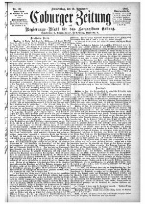 Coburger Zeitung Donnerstag 18. November 1886