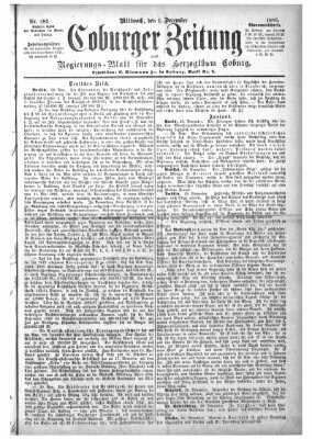 Coburger Zeitung Mittwoch 1. Dezember 1886