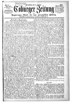 Coburger Zeitung Samstag 15. Januar 1887