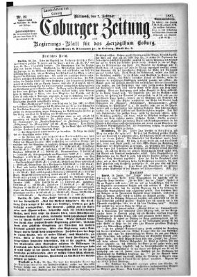 Coburger Zeitung Mittwoch 2. Februar 1887