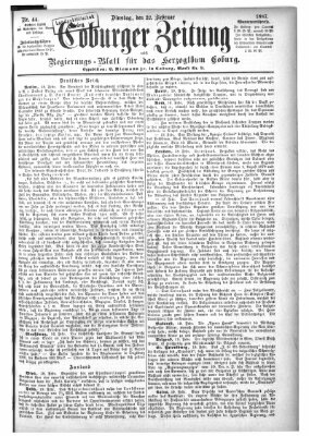 Coburger Zeitung Dienstag 22. Februar 1887