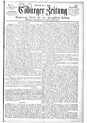 Coburger Zeitung Mittwoch 2. März 1887