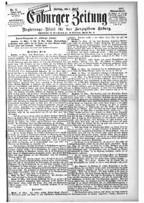 Coburger Zeitung Freitag 1. April 1887