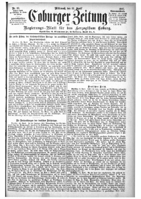 Coburger Zeitung Mittwoch 27. April 1887