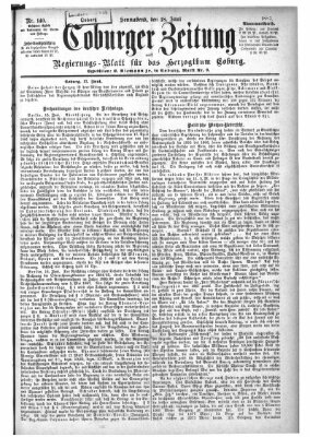 Coburger Zeitung Samstag 18. Juni 1887