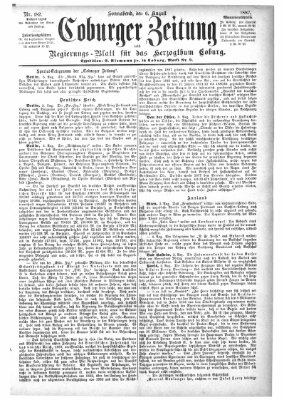 Coburger Zeitung Samstag 6. August 1887