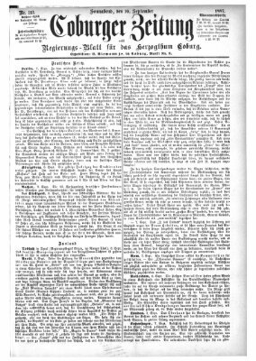 Coburger Zeitung Samstag 10. September 1887