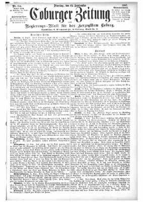 Coburger Zeitung Dienstag 13. September 1887