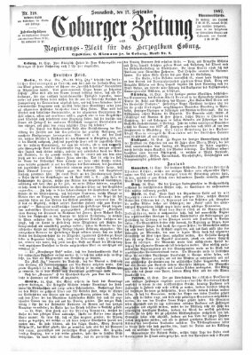 Coburger Zeitung Samstag 17. September 1887