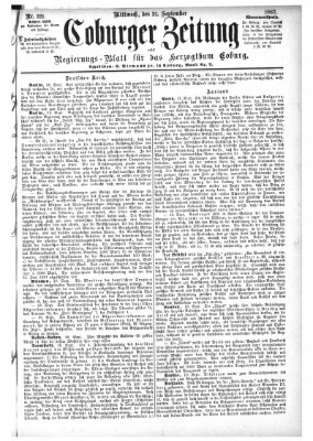 Coburger Zeitung Mittwoch 21. September 1887